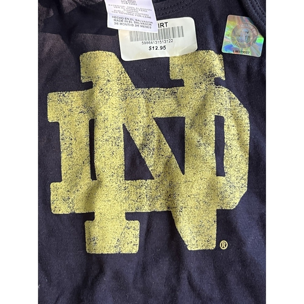 NWT NCAA Notre‎ Dame University Baby Bodysuit 3/6 Months Navy - Picture 4 of 9